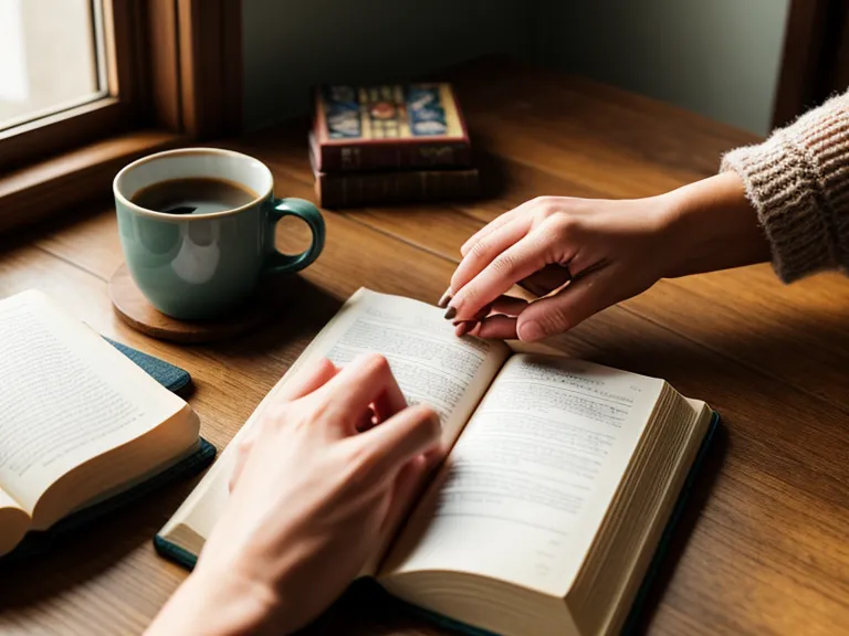 Manos revisando un curso online de ángeles junto a libros de estudio tradicionales.