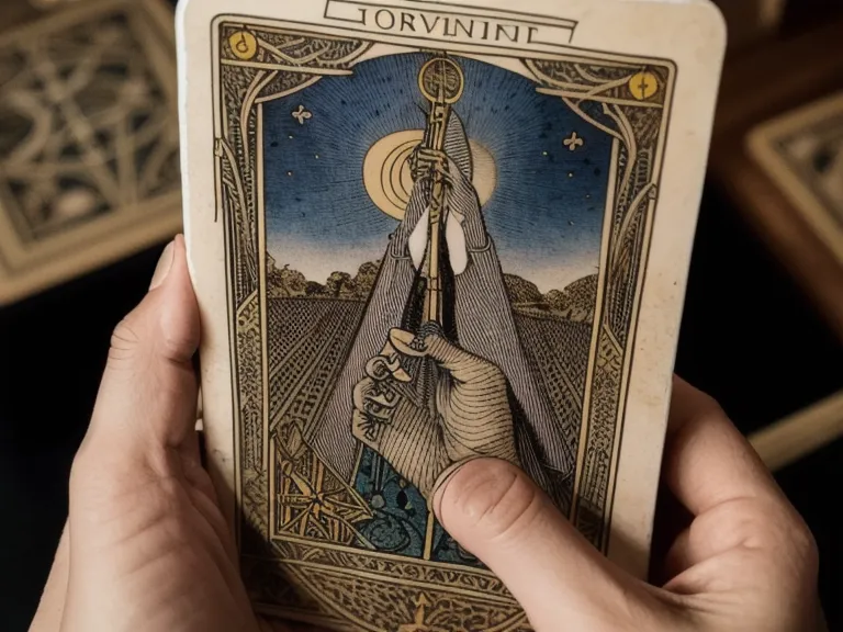Mano señalando la carta de La Papisa en una lectura de tarot